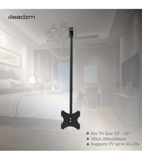 LEADZM TMC-7004 Ceiling Mount TV Wall Bracket Roof Rack Pole Retractable For 32"-55" Flat Screen