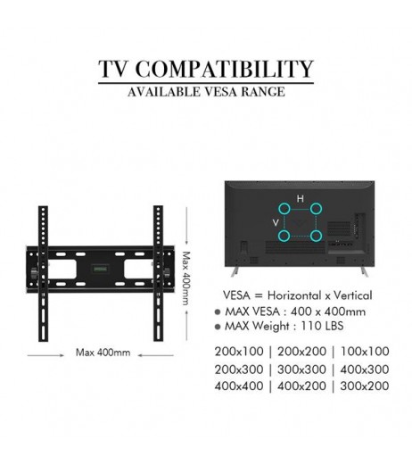 LEADZM TMW400 32-65" Flat Tilting TV Wall Mount  with Spirit Level