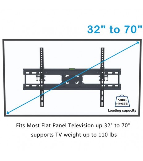 LEADZM TMDS-204 32"-70" 110Lbs VESA600*400 Full Motion TV Wall Mount Tilt Range 0-12°
