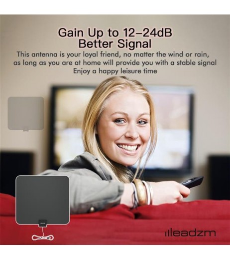 Leadzm TA-105 Indoor Digital TV HDTV Antenna Amplifier UHF/VHF/1080p 4K Black