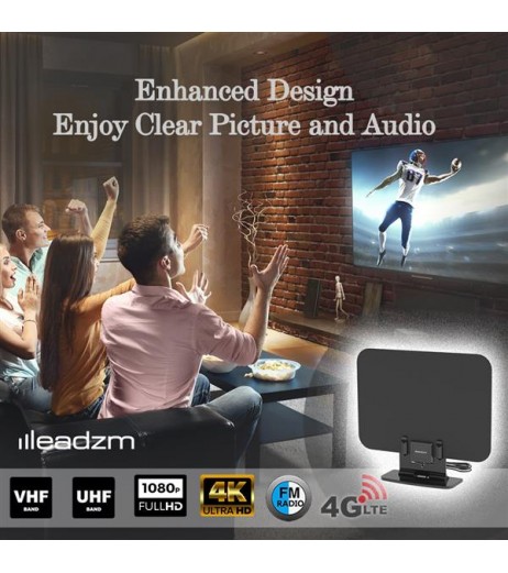 Leadzm TA-105 Indoor Digital TV HDTV Antenna Amplifier UHF/VHF/1080p 4K Black