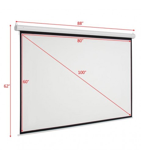 100" 4:3 80" x 60" Viewing Area Motorized Projector Screen with Remote Control Matte White
