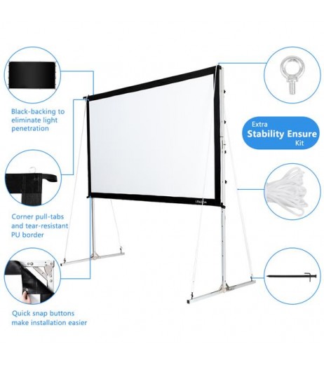 Leadzm 100" 16:9 Fast Folding Screen Outdoor Indoor Portable Projector Screen