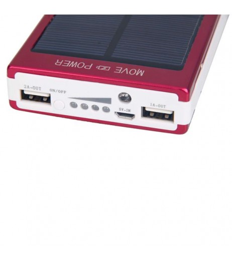 30000mAh Dual-USB Interface Solar Power Battery Charger Mobile Power Red