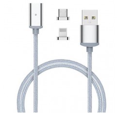POFAN Magnetic Braided USB Data Sync Charging Cable with 8pin Lightning & Micro USB Connectors for i