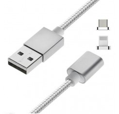 POFAN Magnetic Braided USB Data Sync Charging Cable with 8pin Lightning & Micro USB Connectors for i