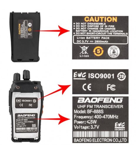 BaoFeng BF-888S 5W 400-470MHz Handheld Walkie Talkie/Interphone Black