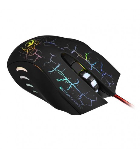 A888 Crack Pattern Wired Mouse Black