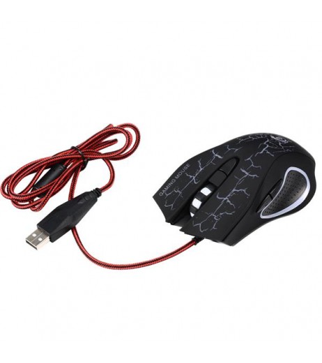 A888 Crack Pattern Wired Mouse Black