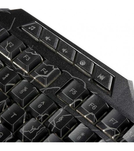 A878 114-Key LED Backlit Wired USB Gaming Keyboard with Cracking Pattern Black