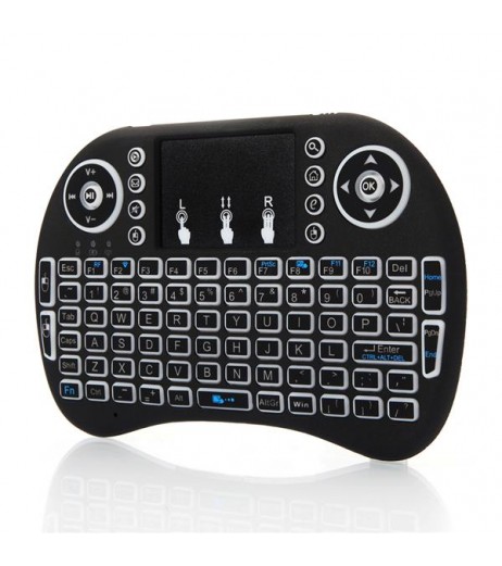 MINI i8 2.4GHz 3-color Backlight Wireless Keyboard with Touchpad Black