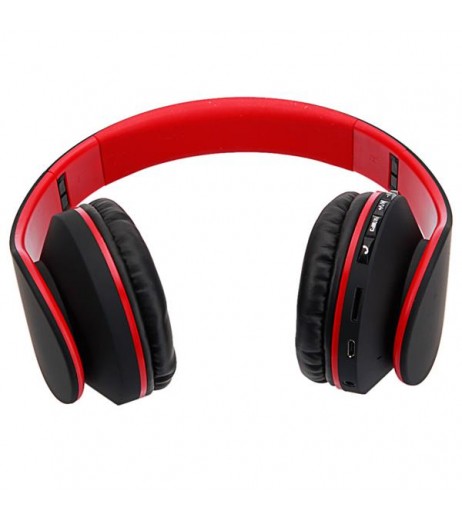 HY-811 Foldable FM Stereo MP3 Player Wired Bluetooth Headset Black & Red
