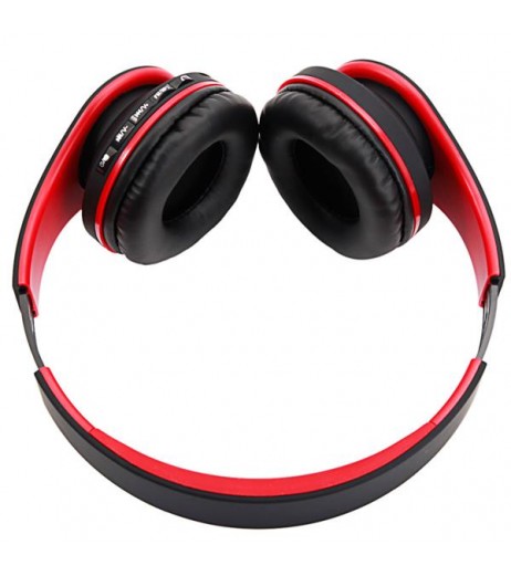 HY-811 Foldable FM Stereo MP3 Player Wired Bluetooth Headset Black & Red