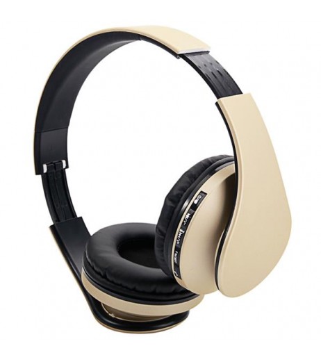 HY-811 Foldable FM Stereo MP3 Player Wired Bluetooth Headset Champagne