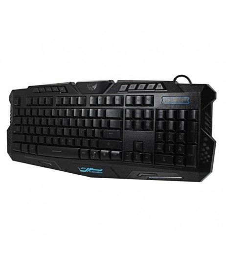 A877 114-Key LED Backlit Wired USB Gaming Keyboard Black