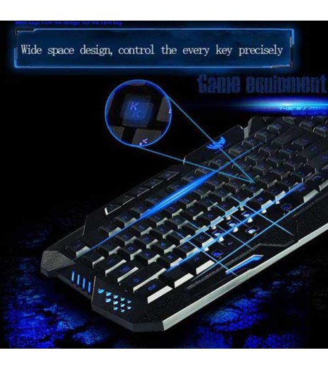 A877 114-Key LED Backlit Wired USB Gaming Keyboard Black
