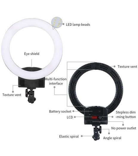 [US-W]12" Upgrade Ultra-thin Infinity Dimming Double Color Temperature LED Ring Lamp Black