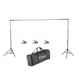 Kshioe 2*3M Backdrop Support Stand Set   3 Fish Mouth Clips Black
