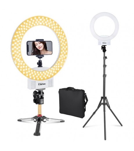 Kshioe 12" LED Ring Lights and 2m Light Stands US Standard White with  Mini Tabletop Tripod Special for Ring Lamp