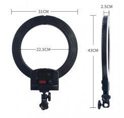 [US-W]12" Upgrade Ultra-thin Infinity Dimming Double Color Temperature LED Ring Lamp and Tabletop Tripod US Standard Black