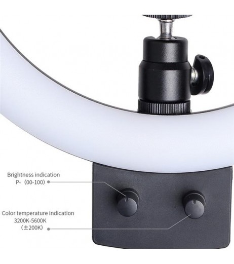 Kshioe Infinite Dimming Double Color Temperature LED Ring Lamp and Mini Tabletop Tripod US Standard