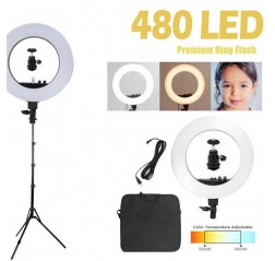 [US-W]Kshioe 18" LED Ring Lights and 2m Light Stands US Standard Silver