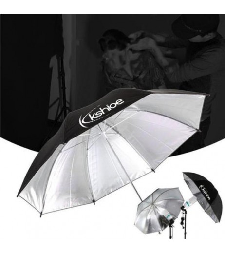 Kshioe Spiral Shape 45W Three Lights 33" White Umbrellas 33" Silver Black Umbrellas Three Holders Se